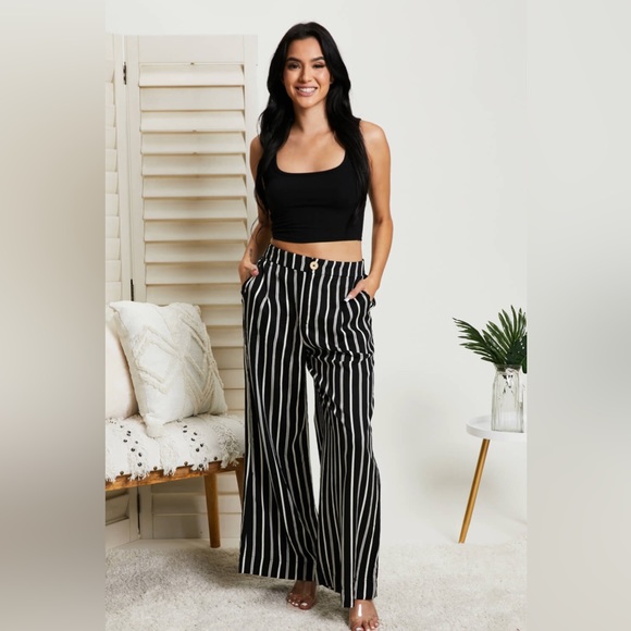 Rae Mode Walk of Fame Full Size Striped Wide Leg Pants - Picture 2 of 5